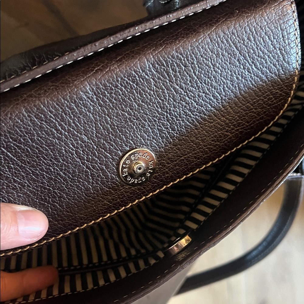 1 hour sale ♠️ Kate Spade, Elegant Dark Brown Leather Tote Bag - Picture 4 of 11